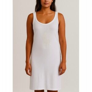 Ralph Lauren Black Label Beaded Horse Polo Equestrian Mini Dress White Size M